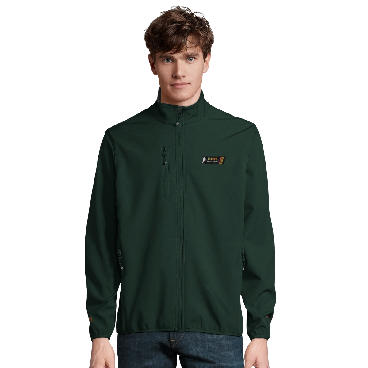 Chaqueta softshell Racing Team de Strong Fitness en verde bosque