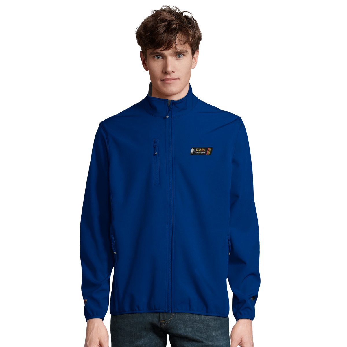 Chaqueta softshell Racing Team de Strong Fitness en azul royal